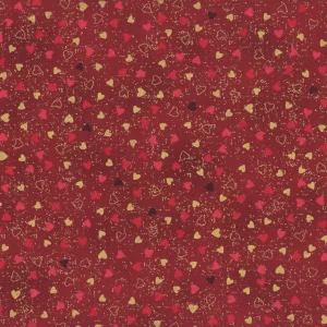 Red gold Hearts – We love Christmas – Stof fabrics