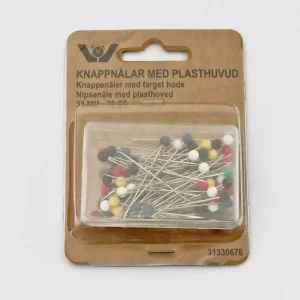 Knappnåler med plasthode – 38mm – 75stk