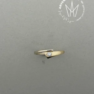 Vintage diamantring gult gull str 55