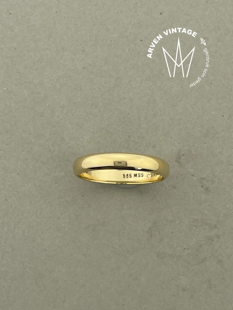 Vintage glatt ring gult gull str 62