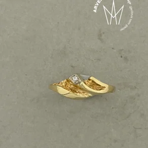 Vintage diamantring gult gull str56