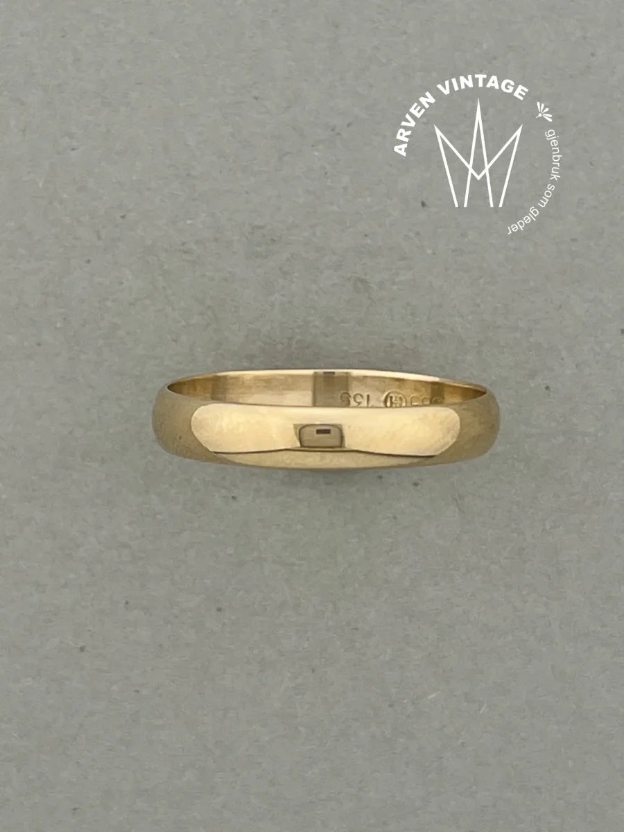 Vintage glatt ring gult gull str 68