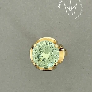 Vintage ring gult gull str51 grønn sten