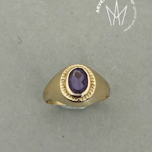 Vintage ring gult gull str 54 lilla sten