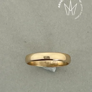 Vintage glatt ring gult gull str 58