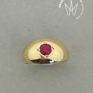 Vintage ring gult gull str 58 rosa sten