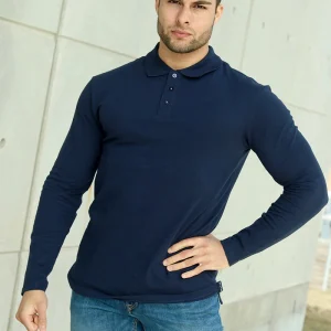 Muscle Fit Polo LS Blue Navy