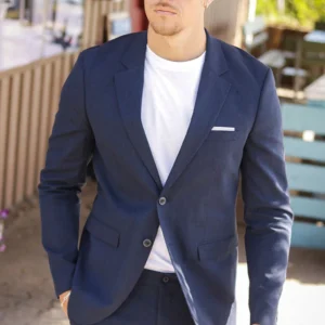 Jack & Jones Riviera Linen Blazer Dark Navy
