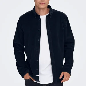 ONLY & SONS Michael Regular Fit Stretch Cord Shirt LS Navy Blazer
