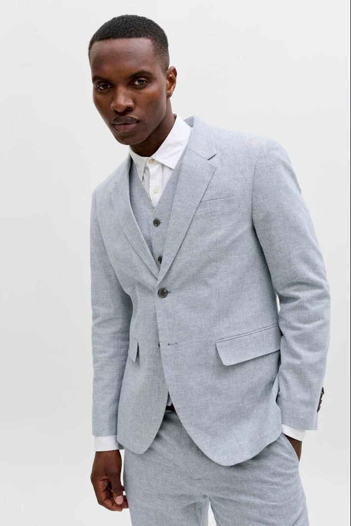 Jack & Jones Martin Summer Blazer Linen Blend Faded Denim - Image 4
