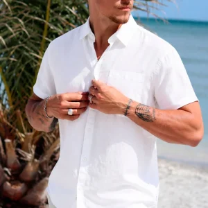 Solid Allan SS Linen Shirt White