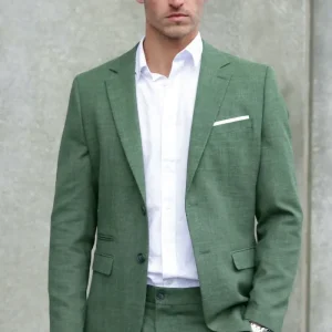 Selected Slim Oasis Linen Blazer Olive Green