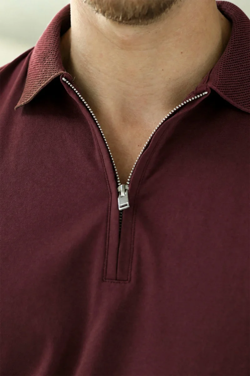 Selected Fave Zip Polo Tawny Port - Image 4