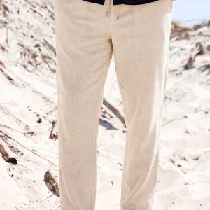Solid TAIZ LINEN PANTS Oatmeal
