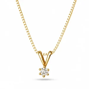 Marthe anheng i gult gull med diamant