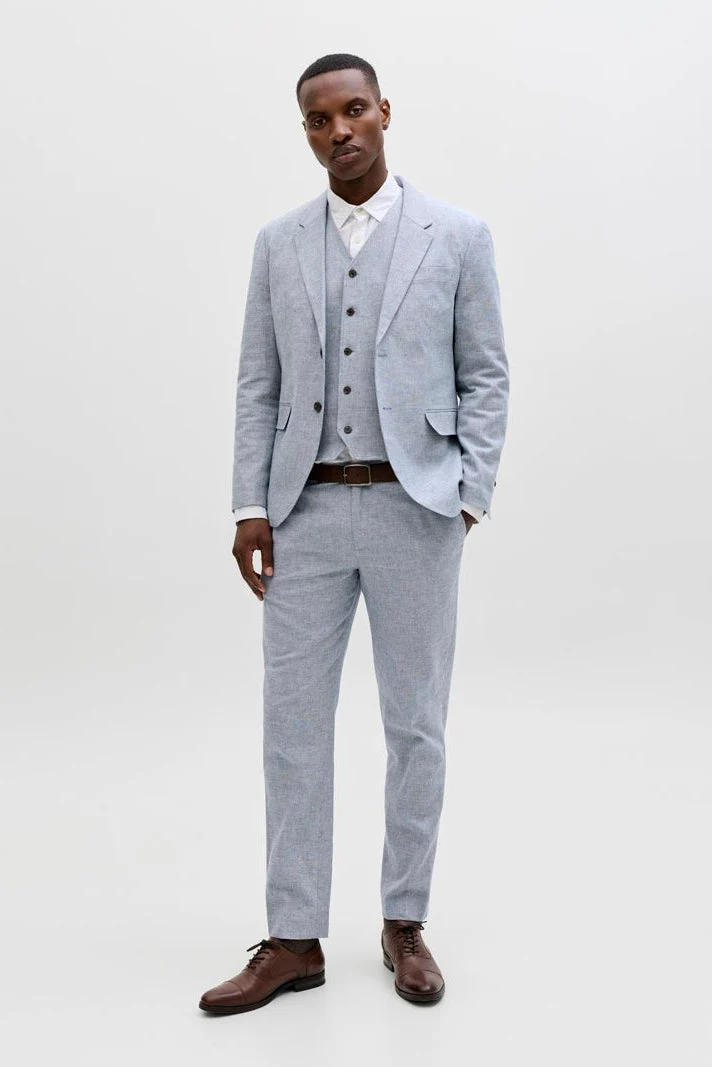 Jack & Jones Martin Summer Blazer Linen Blend Faded Denim - Image 3