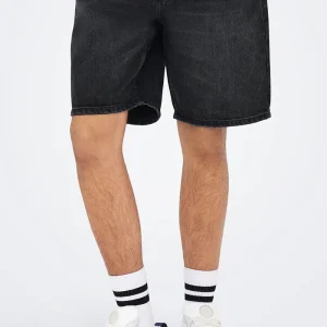 ONLY & SONS Edge Straight Fit Denim Shorts Black Denim