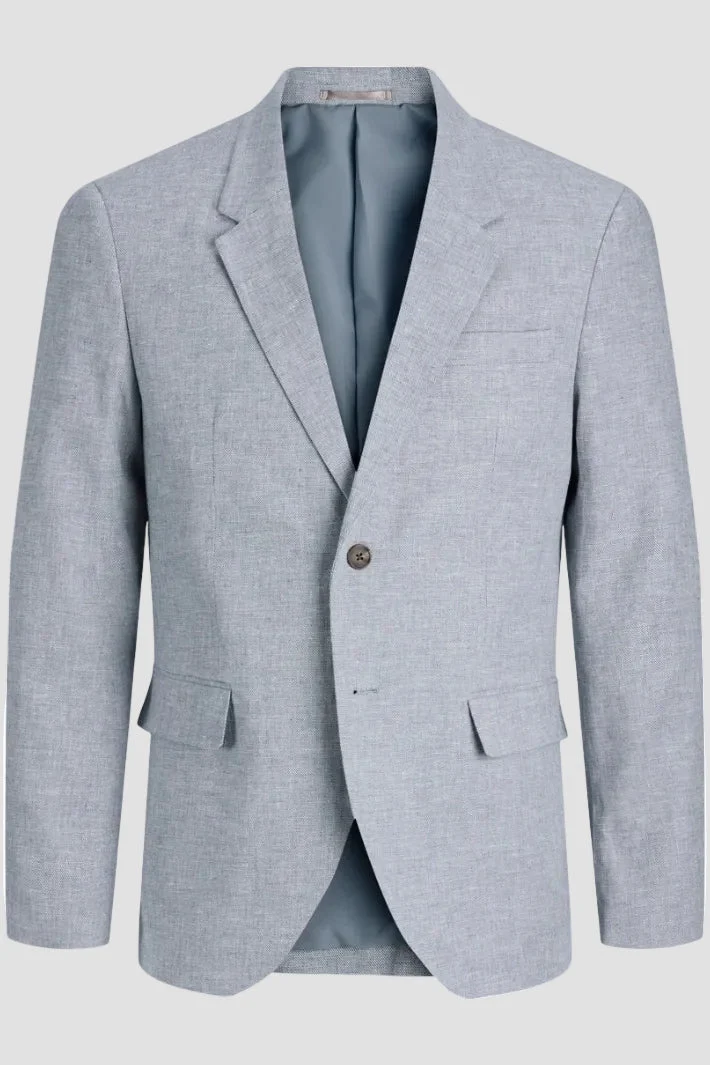 Jack & Jones Martin Summer Blazer Linen Blend Faded Denim - Image 8