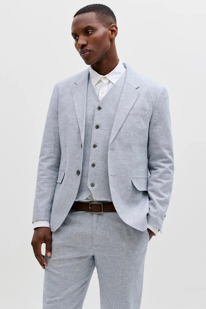 Jack & Jones Martin Summer Blazer Linen Blend Faded Denim - Image 2